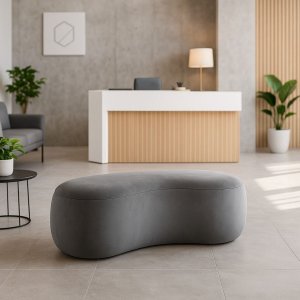 Puff Feijão Orgânico Moderno 100cm Escultural Suede Curvo