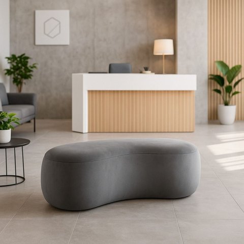 Puff Feijão Orgânico Moderno 100cm Escultural Suede Curvo