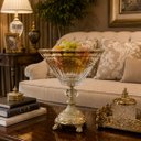 Ver imagem 2 de Centro de Mesa Decorativo em Cristal e Dourado a: 30cm D: 26cm