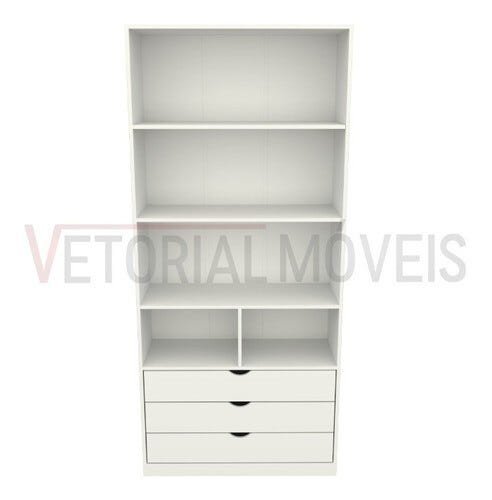 Guarda Roupa Closet Solteiro  Misto Prateleira Gaveta M30 100% Mdf (closet, Loja) - Branco - 5