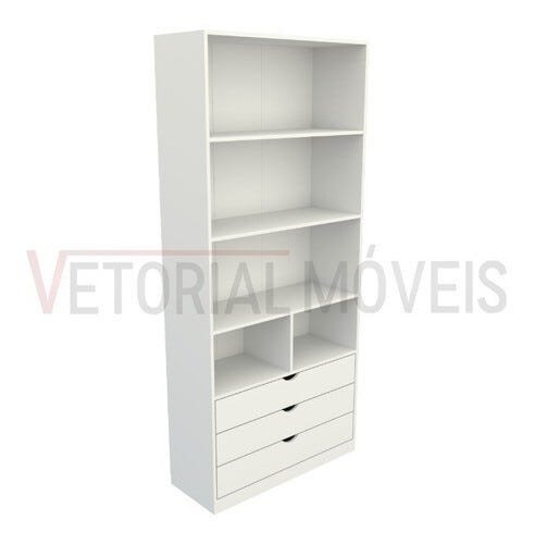 Guarda Roupa Closet Solteiro  Misto Prateleira Gaveta M30 100% Mdf (closet, Loja) - Branco - 4