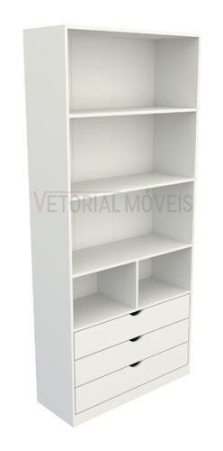 Guarda Roupa Closet Solteiro  Misto Prateleira Gaveta M30 100% Mdf (closet, Loja) - Branco