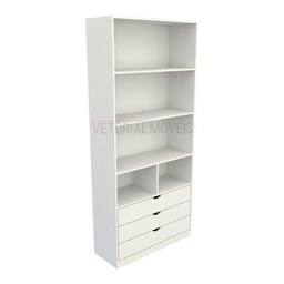 Guarda Roupa Closet Solteiro  Misto Prateleira Gaveta M30 100% Mdf (closet, Loja) - Branco - 1