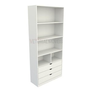Guarda Roupa Closet Solteiro  Misto Prateleira Gaveta M30 100% Mdf (closet, Loja) - Branco