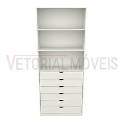 Armário Prateleira Gaveteiro Misto M32 100%mdf Closet Loja - Branco - 4
