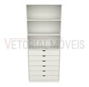 Ver imagem 4 de Armário Prateleira Gaveteiro Misto M32 100%mdf Closet Loja - Branco