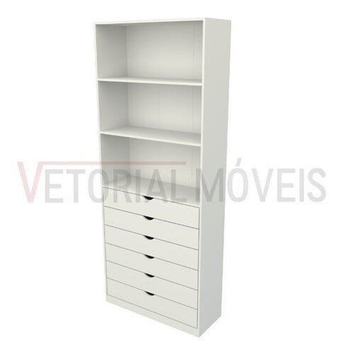 Armário Prateleira Gaveteiro Misto M32 100%mdf Closet Loja - Branco - 5