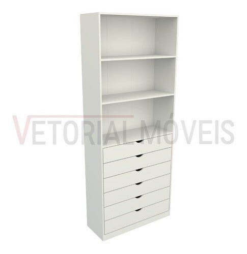 Armário Prateleira Gaveteiro Misto M32 100%mdf Closet Loja - Branco - 3