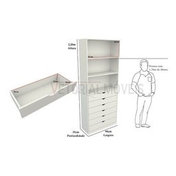 Armário Prateleira Gaveteiro Misto M32 100%mdf Closet Loja - Branco - 2