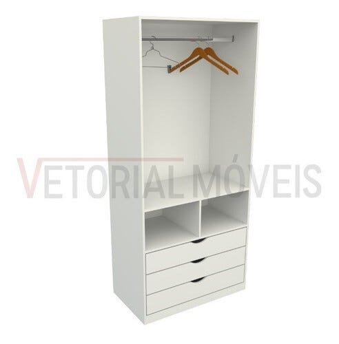 Armário Cabideiro Gaveteiro Misto M36 Closet Loja 100% Mdf - Branco - 5