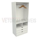 Ver imagem 5 de Armário Cabideiro Gaveteiro Misto M36 Closet Loja 100% Mdf - Branco