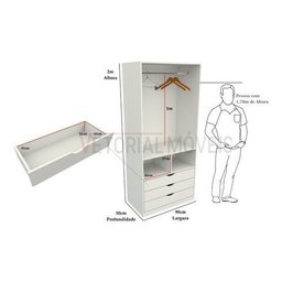 Armário Cabideiro Gaveteiro Misto M36 Closet Loja 100% Mdf - Branco - 2