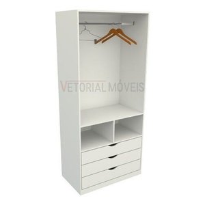 Armário Cabideiro Gaveteiro Misto M36 Closet Loja 100% Mdf - Branco