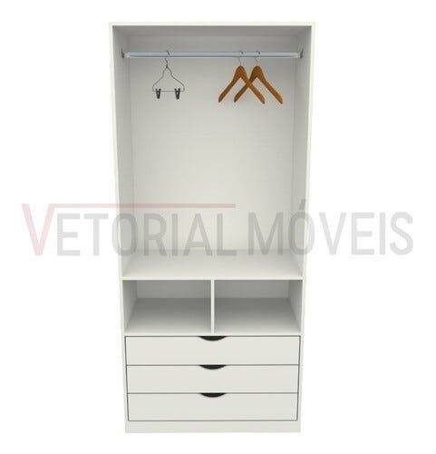 Armário Cabideiro Gaveteiro Misto M36 Closet Loja 100% Mdf - Branco - 3