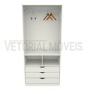 Ver imagem 3 de Armário Cabideiro Gaveteiro Misto M36 Closet Loja 100% Mdf - Branco