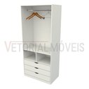 Ver imagem 4 de Armário Cabideiro Gaveteiro Misto M36 Closet Loja 100% Mdf - Branco