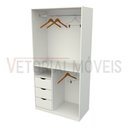 Ver imagem 3 de Armário Cabideiro Gaveta Misto M37 100% Mdf Closet Loja - Branco