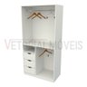 Armário Cabideiro Gaveta Misto M37 100% Mdf Closet Loja - Branco - 3