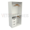 Ver imagem 5 de Armário Cabideiro Gaveta Misto M37 100% Mdf Closet Loja - Branco