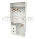 Ver imagem 3 de Armário Misto Gaveta Arara M17 100% Mdf Closet Loja Roupa - Branco