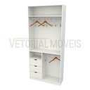 Ver imagem 3 de Armário Misto Gaveta Arara M17 100% Mdf Closet Loja Roupa - Branco