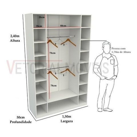 Armário Colmeia Cabideiro M17 100%mdf (closet Expositor) - Branco