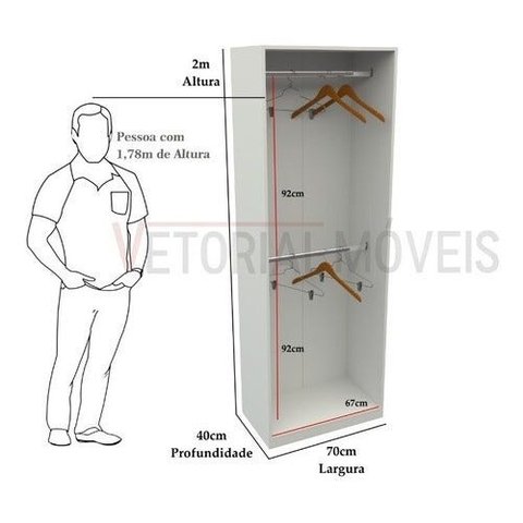 Armário Arara Dupla M18 100% Mdf (closet Lojas Organizador) - Branco