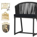 Ver imagem 4 de Mesa com 6 Cadeiras de Jantar Roma 120cm e Noronha em Alumínio Preto Corda Náutica Estofado 12 Trama