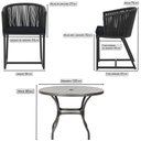 Ver imagem 2 de Mesa com 6 Cadeiras de Jantar Roma 120cm e Noronha em Alumínio Preto Corda Náutica Estofado 12 Trama