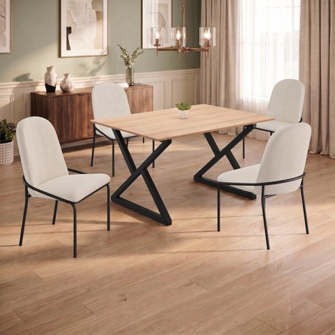 Conjunto para Sala de Jantar Mesa Império 120x90 com 4 Cadeiras Rubi