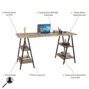Ver imagem 4 de Mesa Cavalete 150X60X75Cm Carvalho/Est.Preta