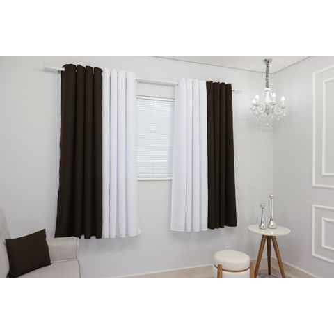 Cortina Duo Oxford 600x180 Duas Cores Sala/quarto Para Varão:Marrom