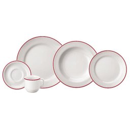 Aparelho de Jantar/Cha Schmidt 20 Peças Decorado 2359 Filete Vermelho - 1