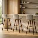Ver imagem 6 de Kit 3 Banquetas Linho com Detalhes em Aço Design Premium:cinza/champagne