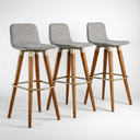 Ver imagem 2 de Kit 3 Banquetas Linho com Detalhes em Aço Design Premium:cinza/champagne