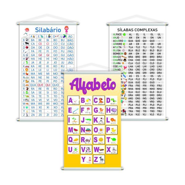 Alfabeto + Silabário + Complexo Kit 3 Banners 80x50cm