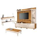 Ver imagem 1 de Estante Home Theater Titan e Aparador Vivant e Mesa de Centro Cadenza Cinamomo Off White - Hb Mó