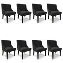 Ver imagem 1 de Kit 8 Cadeiras Estofadas para Sala de Jantar Base Fixa de Madeira Preto Lia Suede Preto - Ibiza
