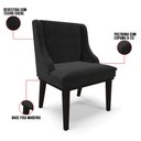 Ver imagem 3 de Kit 8 Cadeiras Estofadas para Sala de Jantar Base Fixa de Madeira Preto Lia Suede Preto - Ibiza