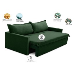 Sofá sem Caixa Retrátil e Reclinável 1,85m com Molas Luzia Linho Verde Madelina Decor - 2