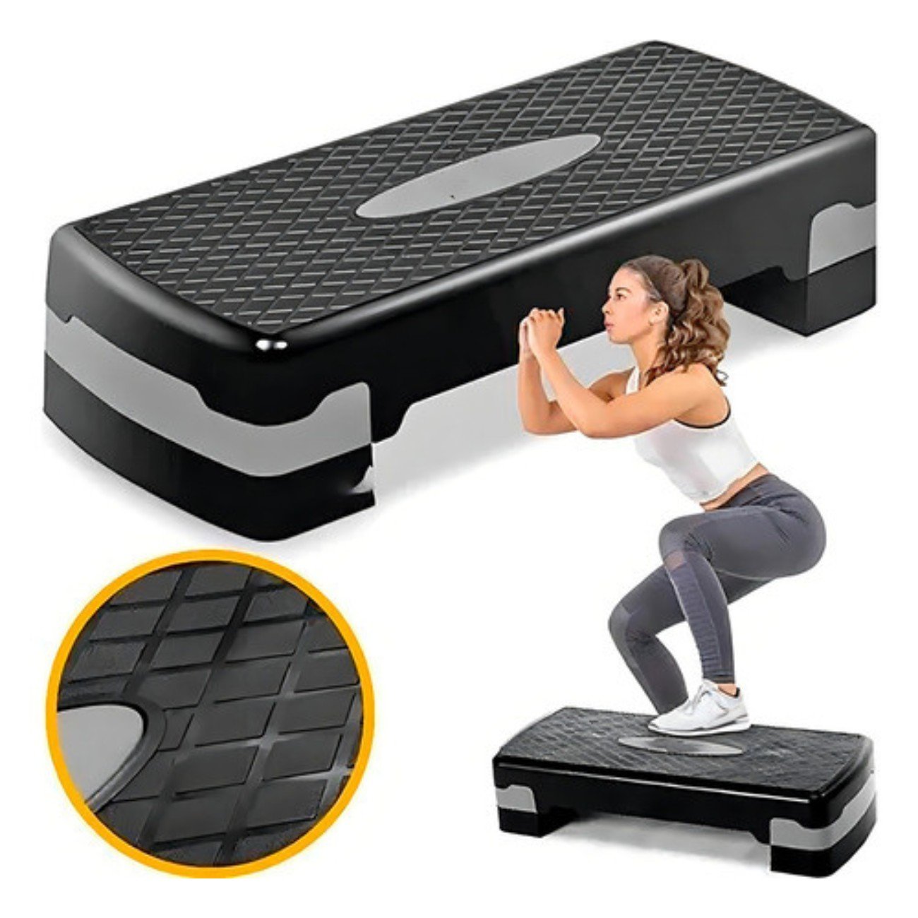 Step Aeróbico Antiderrapante Ajustável para Treino Cardiovascular e Fitness em Casa