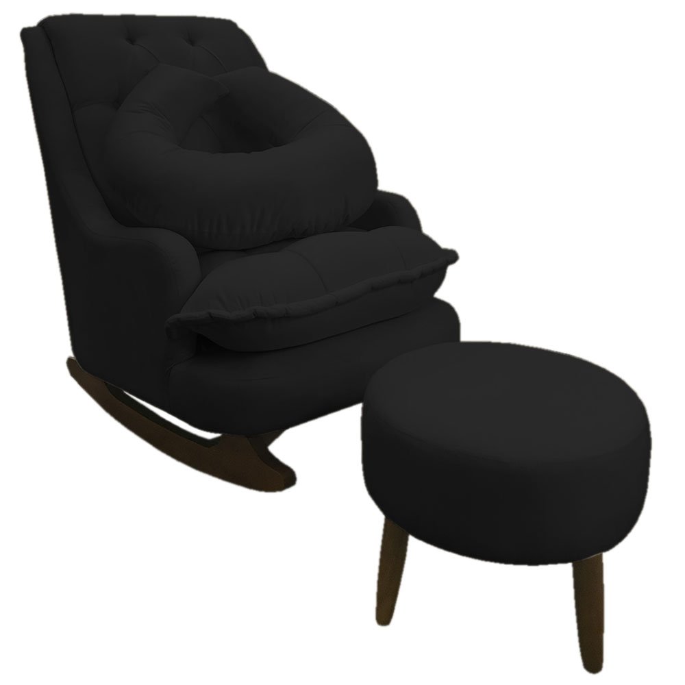 Kit Amamentação com Balanço Suede Preto- Dominic Decor Lille