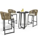 Ver imagem 1 de Kit Mesa Bistrô Maya Com 03 Banquetas Área Gourmet Bar Corda Náutica Sunset D04 Bege - Lyam