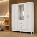 Ver imagem 1 de Guarda Roupa Casal Capelinha 4 Portas 2 Gavetas Lord Branco Demobile