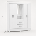 Ver imagem 6 de Guarda Roupa Casal Capelinha 4 Portas 2 Gavetas Lord Branco Demobile