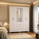Ver imagem 4 de Guarda Roupa Casal Capelinha 4 Portas 2 Gavetas Lord Branco Demobile