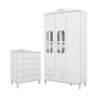 Jogo de Quarto Infantil Colonial Guarda Roupa 3 Portas e Cômoda 5 Gavetas Branco Fosco - Pr Baby - 1