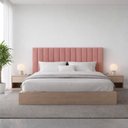 Ver imagem 2 de Cabeceira Cama Casal Queen Estofada Gomos 170cm X 121cm Linho Veludo Cor:veludo Slim Rose