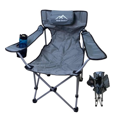Cadeira de Camping Dobravel Retratil Apoio de Braço Porta Copo Bolsa de Transporte Passeio Viagem La