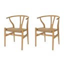Ver imagem 1 de Kit 2 Cadeiras Tivoli Valentina Wishbone Fratini Madeira Clara Assento em Palha Natural